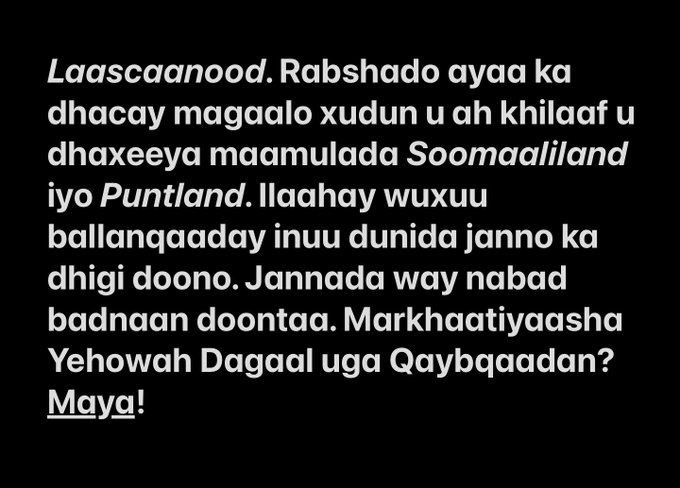 ShowMedia100's tweet photo. #Laascaanood. Rabshado ayaa ka dhacay magaalo xudun u ah khilaaf u dhaxeeya maamulada #Soomaaliland iyo #Puntland. #Ilaahay wuxuu ballanqaaday inuu #dunida #janno ka dhigi doono. #Jannada way nabad badnaan #doontaa 
#Soomaaliya #Somalia 

▶️ https://t.co/2exJoAZwJw https://t.co/72h7JvE6zS