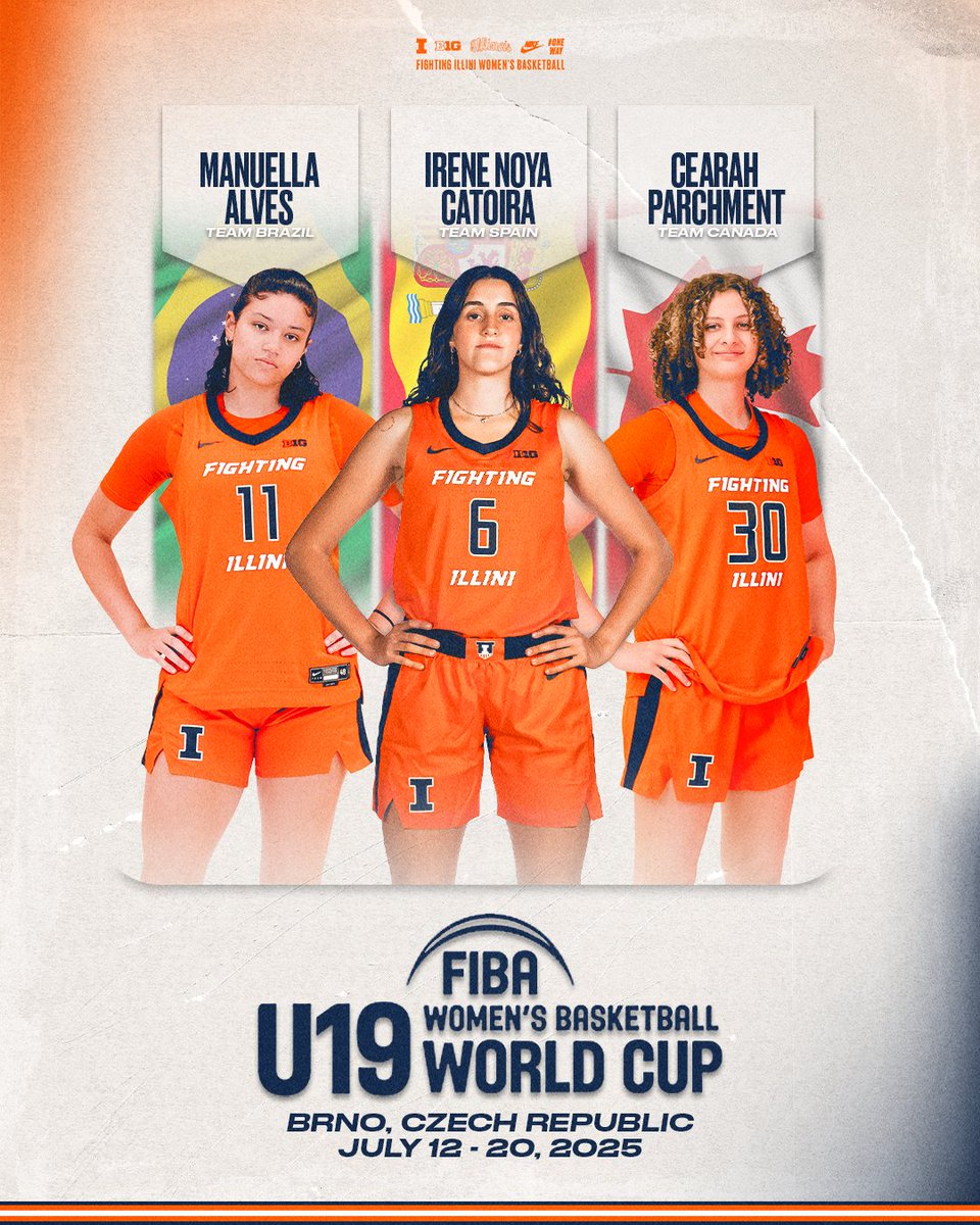 We'll have Illini repping Brazil, Canada, and Spain at the FIBA U19 Women's World Cup! 🇧🇷🇨🇦🇪🇸

Good luck Manu, Cece, and Irene! 🔶🔷

🏀 - ow.ly/yLQF50Wor1J