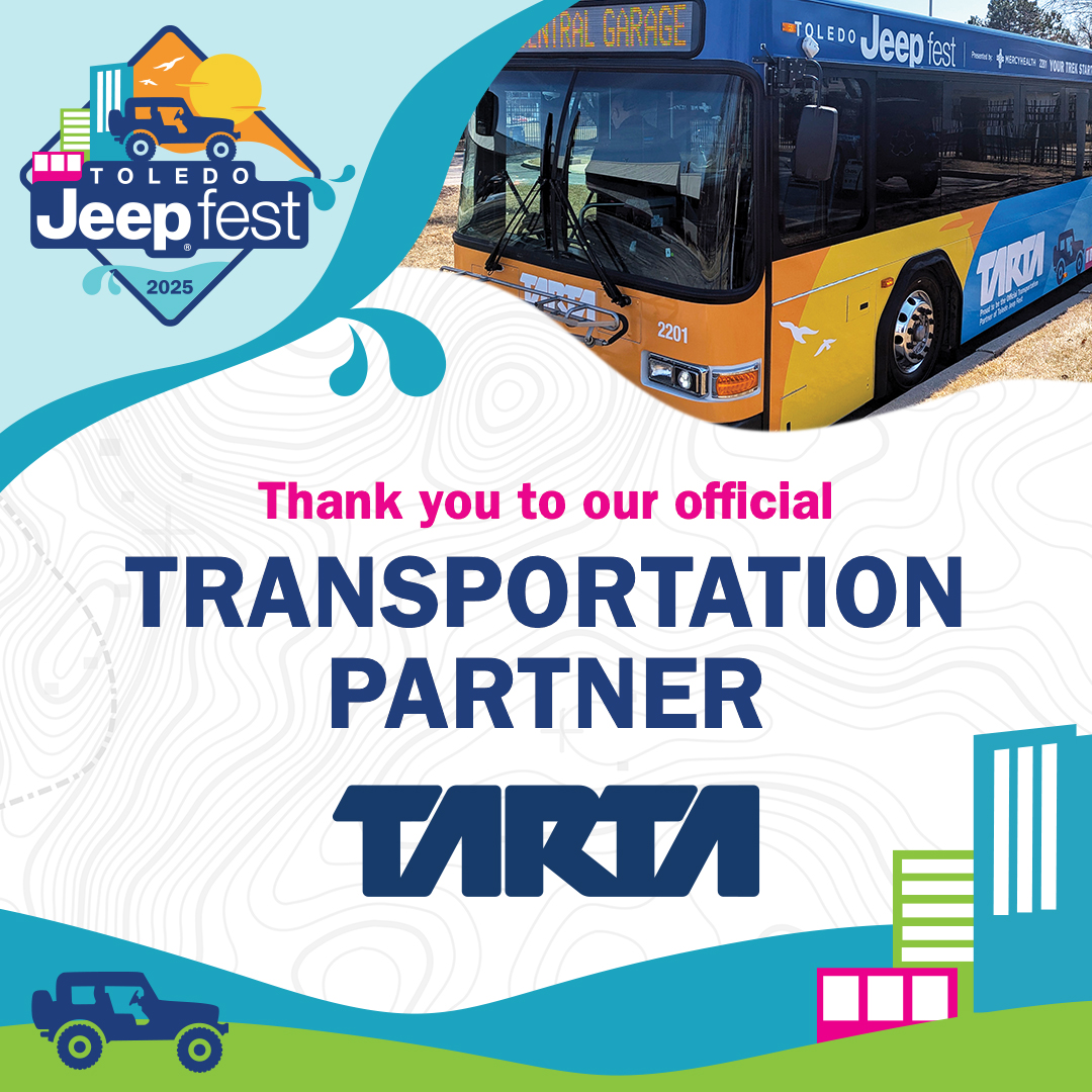 Our Official Transportation Partner is TARTA! Check out the Jeep Fest Express to get to and from 2025 Toledo Jeep Fest - tarta.com/community/even….
#tjf2025 #jeeplife