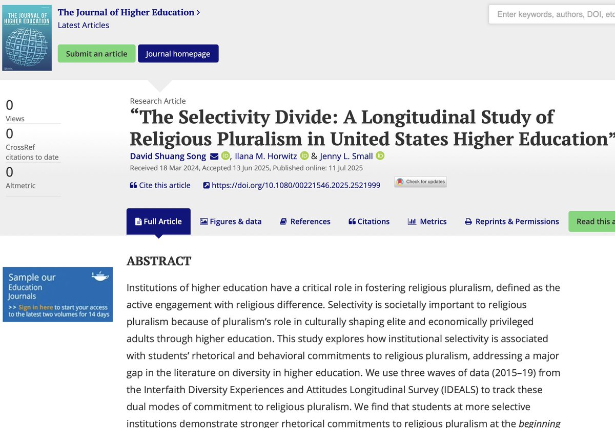 ilana horwitz, phd (@horwitzilana) on Twitter photo As the US grows more religiously diverse-and more polarized-colleges are called upon to prep students to engage across religious lines. My study reveals a surprising twist: our most selective institutions are falling short <a href="/RNS/">RNS</a> <a href="/ASA_Religion/">ASA Sociology of Religion Section</a> <a href="/SSSReligion/">Society for the Scientific Study of Religion-SSSR</a> tandfonline.com/doi/full/10.10… As the US grows more religiously diverse-and more polarized-colleges are called upon to prep students to engage across religious lines. My study reveals a surprising twist: our most selective institutions are falling short <a href="/RNS/">RNS</a> <a href="/ASA_Religion/">ASA Sociology of Religion Section</a> <a href="/SSSReligion/">Society for the Scientific Study of Religion-SSSR</a> tandfonline.com/doi/full/10.10…