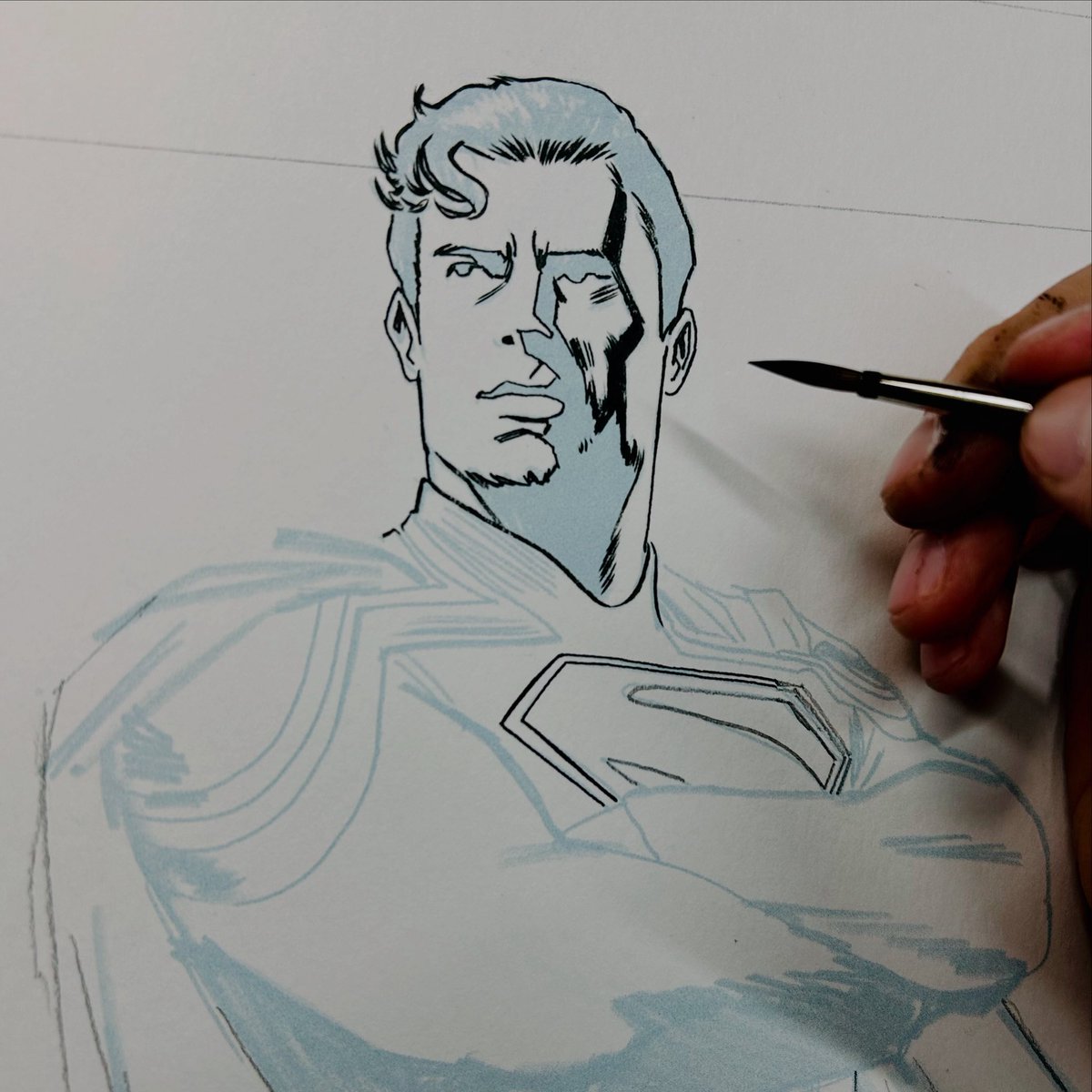 A little process. 
This stage of the drawing is one of my favorite parts. Not sure why!
#superman