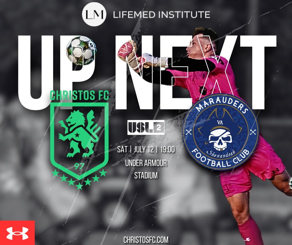 🎟️ BOGO TICKETS + UA GIVEAWAY!
Christos FC 🆚 Shenandoah Marauders
🗓️ Sat, July 12 | 🕖 7PM | 📍UA Stadium
🎁 Free UA gift w/ Campus Store purchase!
🎫 eventbrite.com/e/130693063771…
#VamosChristos #USL2 #BOGO #UnderArmour