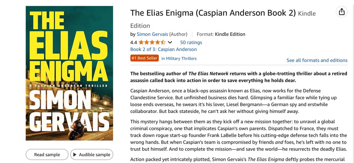 GervaisBooks's tweet image. Thank you to all my incredible readers for making my new thriller THE ELIAS ENIGMA a #1 bestseller on Amazon! #theeliasenigma #theeliasnetwork