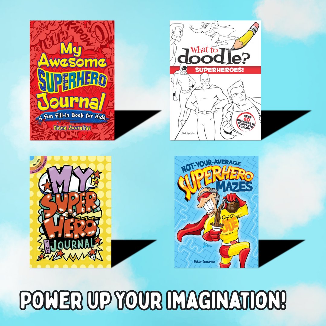 doverpubs's tweet image. Look up in the sky! It&apos;s a bird! It&apos;s a plane! 🦸‍♂️💥

Nope. Just a kid with a pencil, saving the world one doodle at a time.

#PowerUpYourImagination