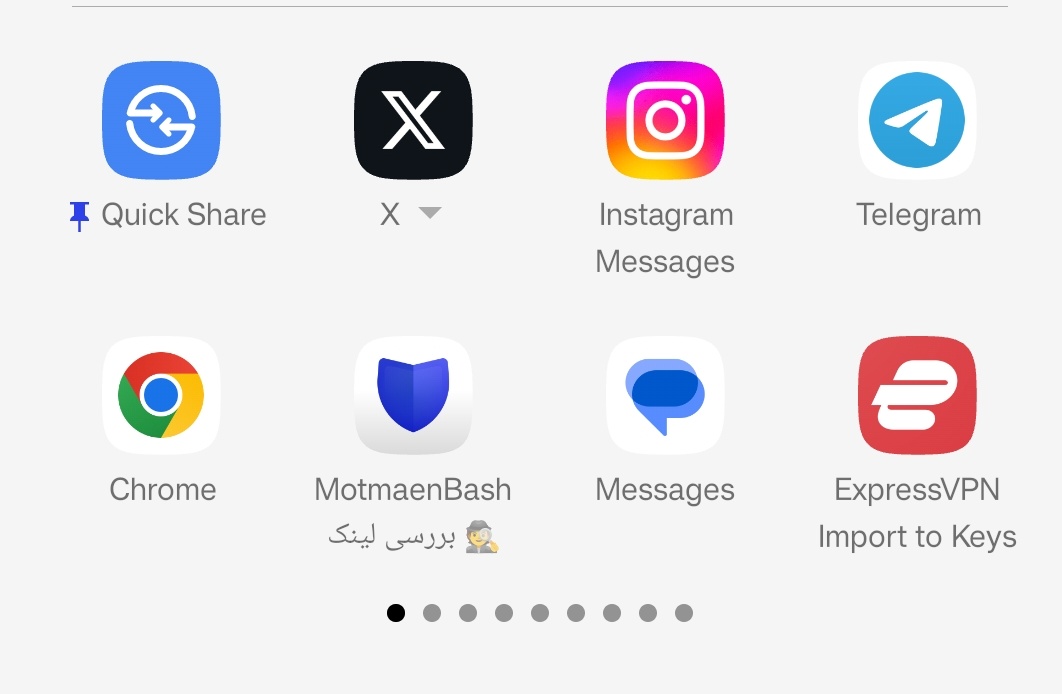 MotmaenBash's tweet image. دوستان در مورد دسترسی دریافت sms برنامه سوال پرسیدند.
علاوه بر اوپنسورس و بدون سرور بودن برنامه، این دسترسی هم اختیاریه.
میتونید اونو به برنامه ندید و پیامکهای حاوی لینک رو دستی اسکن کنید.
متن پیامک رو انتخاب و منوی سه نقطه، share رو بزنید و از لیست باز شده، ما رو انتخاب کنید
