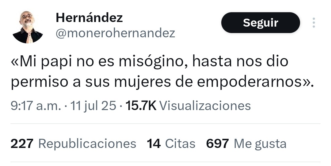 Marco Levario Turcott (@arouet_v) on Twitter photo Monero Hernández (<a href="/monerohernandez/">Hernández</a>) es una caricatura. Así insulta a las mujeres que han expresado su apoyo a <a href="/RicardoBSalinas/">Don Ricardo Salinas Pliego</a>.
¿Dirán algo <a href="/DeniseDresserG/">Denise Dresser</a>, <a href="/CitlaHM/">Citlalli Hernández Mora</a> y <a href="/sabinaberman/">Sabina Berman</a>? Por supuesto que no porque su "feminismo" es selectivo. Monero Hernández (<a href="/monerohernandez/">Hernández</a>) es una caricatura. Así insulta a las mujeres que han expresado su apoyo a <a href="/RicardoBSalinas/">Don Ricardo Salinas Pliego</a>.
¿Dirán algo <a href="/DeniseDresserG/">Denise Dresser</a>, <a href="/CitlaHM/">Citlalli Hernández Mora</a> y <a href="/sabinaberman/">Sabina Berman</a>? Por supuesto que no porque su "feminismo" es selectivo.