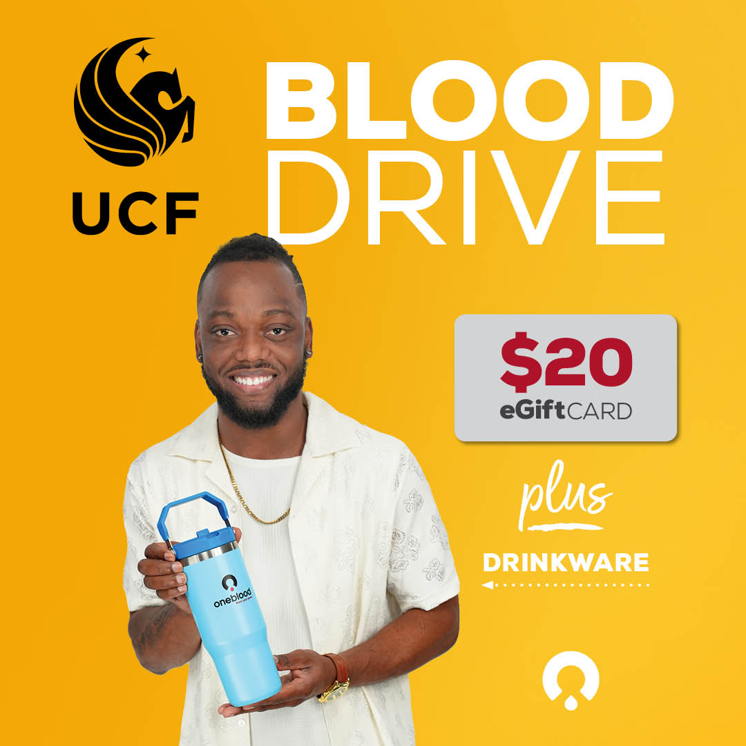 [𝗝𝘂𝗹𝘆 𝟴-𝟯𝟬] 💳 𝗙𝗿𝗲𝗲 $𝟮𝟬 𝗲𝗚𝗶𝗳𝘁 𝗖𝗮𝗿𝗱 for blood donors! Join us on the #BigRedBus <a href="/UCF/">UCF</a> and share your power to save lives. All donors also get a 🥤 𝗙𝗿𝗲𝗲 𝗧𝗼𝗽 𝗛𝗮𝗻𝗱𝗹𝗲 𝗗𝗿𝗶𝗻𝗸𝘄𝗮𝗿𝗲. Click to learn more: givelife.io/t16m

<a href="/UCFHealthCenter/">UCF Health Student Health Services</a>