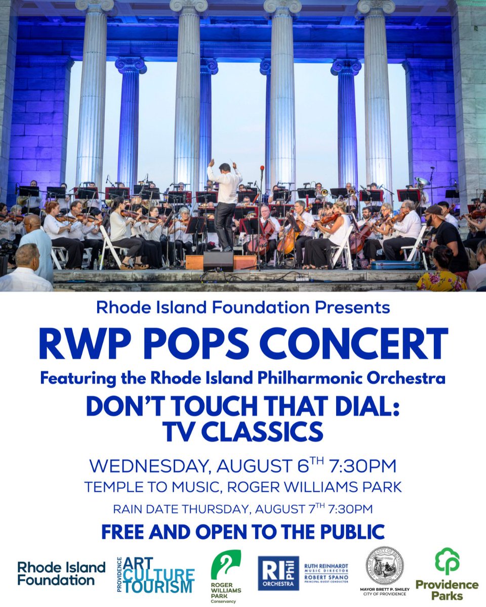 ProvidenceACT (@providenceact) on Twitter photo Join us on 8/6 (rain date 8/7) for RWP Pops in the Park with <a href="/RIPhilharmonic/">RI Philharmonic</a> & <a href="/RIFoundation/">Rhode Island Foundation</a> at the Roger Williams Park Temple to Music for a fun night of classic TV tunes, food trucks and more! 🌳🎶📺 Join us on 8/6 (rain date 8/7) for RWP Pops in the Park with <a href="/RIPhilharmonic/">RI Philharmonic</a> & <a href="/RIFoundation/">Rhode Island Foundation</a> at the Roger Williams Park Temple to Music for a fun night of classic TV tunes, food trucks and more! 🌳🎶📺