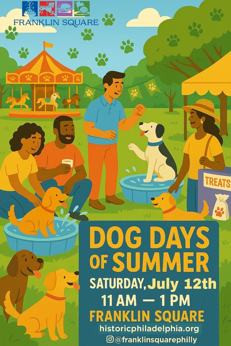 #DogDaysofSummer is tomorrow at  #FranklinSquare! Free fun for pups &amp; humans, plus drinks by #TriplBottom Brewing and a visit from #MorrisAnimalRefuge.

July 12 | 11AM–1PM

#PhillyDogs #PhillyEvents