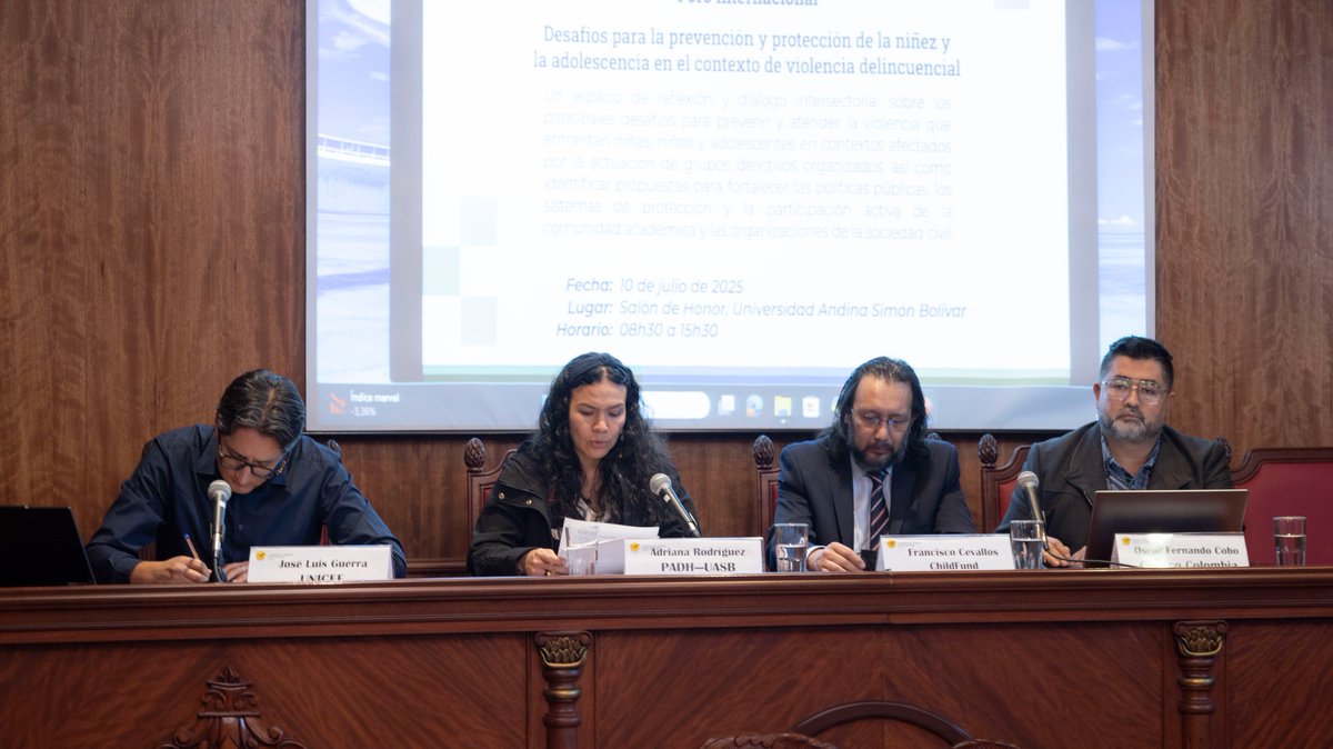 uasbecuador's tweet image. 👧🏽🧒🏽 La Universidad Andina fue sede del 𝗙𝗼𝗿𝗼 𝗜𝗻𝘁𝗲𝗿𝗻𝗮𝗰𝗶𝗼𝗻𝗮𝗹 "𝗗𝗲𝘀𝗮𝗳𝗶́𝗼𝘀 𝗽𝗮𝗿𝗮 𝗹𝗮 𝗽𝗿𝗲𝘃𝗲𝗻𝗰𝗶𝗼́𝗻 𝘆 𝗽𝗿𝗼𝘁𝗲𝗰𝗰𝗶𝗼́𝗻 𝗱𝗲 𝗹𝗮 𝗻𝗶𝗻̃𝗲𝘇 𝘆 𝗹𝗮 𝗮𝗱𝗼𝗹𝗲𝘀𝗰𝗲𝗻𝗰𝗶𝗮 𝗲𝗻 𝗲𝗹 𝗰𝗼𝗻𝘁𝗲𝘅𝘁𝗼 𝗱𝗲 𝘃𝗶𝗼𝗹𝗲𝗻𝗰𝗶𝗮…