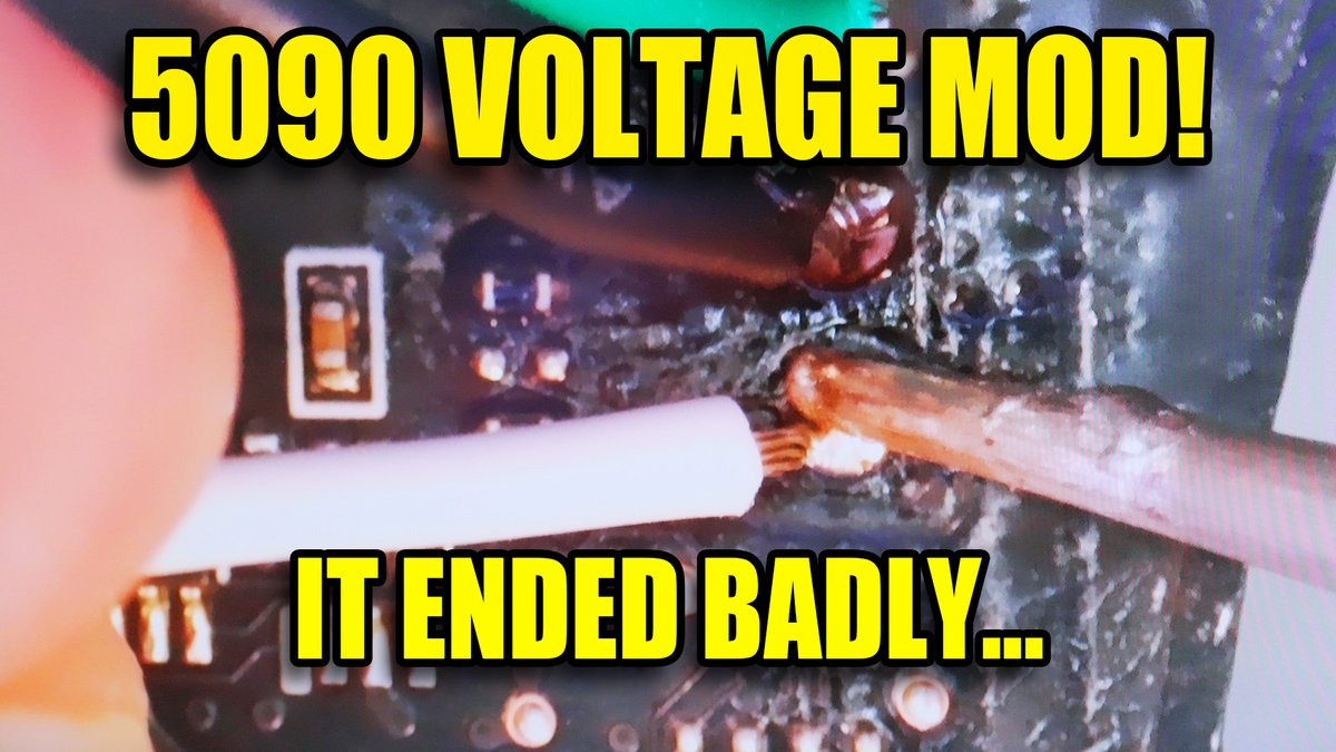 I did a voltage mod on my 5090... then something exploded... youtu.be/yPFIj1VuYtc?si…