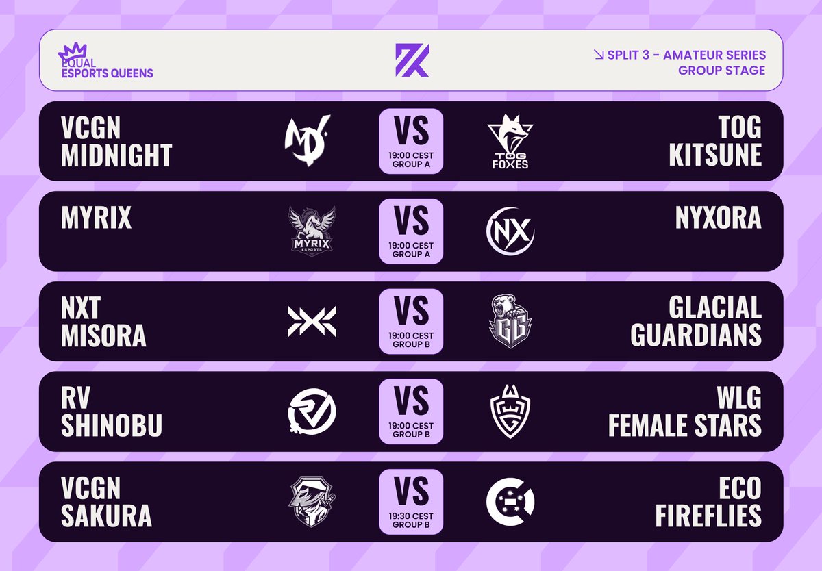 La 2ème journée de l'Amateur Series de l'EEQ 🇩🇪 va bientôt commencer.

Les matchs se joueront en simultané à partir de 19:00 CEST. ⚔️