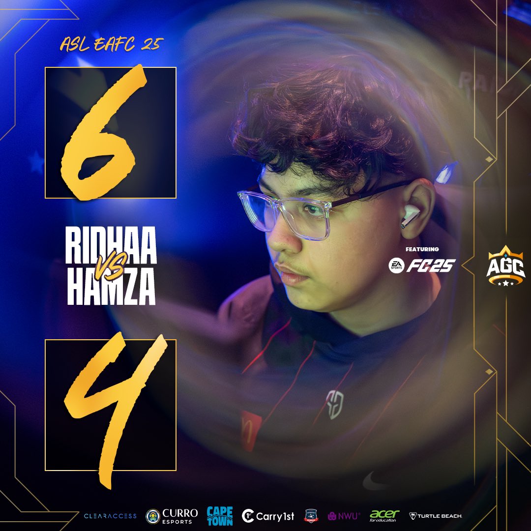 ACGL (@africangaming) on Twitter photo 🏆 ASL #EAFC25
RESULTS 👇
GGWP to @GoliathGamingZ's <a href="/Ridhaa_April/">Ridhaa April</a> being crowned the winner over #Hamza in a close match-up ⚽🎮
🔗 acgl.gg/agc
#AGC25👑 #CapeTownGaming 🏆 ASL #EAFC25
RESULTS 👇
GGWP to @GoliathGamingZ's <a href="/Ridhaa_April/">Ridhaa April</a> being crowned the winner over #Hamza in a close match-up ⚽🎮
🔗 acgl.gg/agc
#AGC25👑 #CapeTownGaming