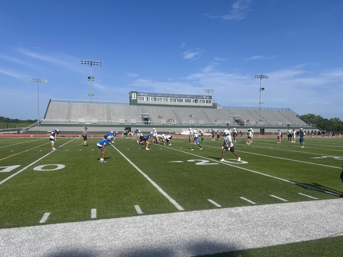 Beautiful morning for some Firebird football!  Grateful to <a href="/Football_DeSoto/">DHS Football</a> for hosting our guys at this team camp.  Enjoyed the competition with the Wildcats, <a href="/OWFootball/">ᴏʟᴀᴛʜᴇ ᴡᴇꜱᴛ ꜰᴏᴏᴛʙᴀʟʟ</a> and <a href="/TopekahighFB/">Topeka High Football</a>. 

#56DaysUntilGame1
