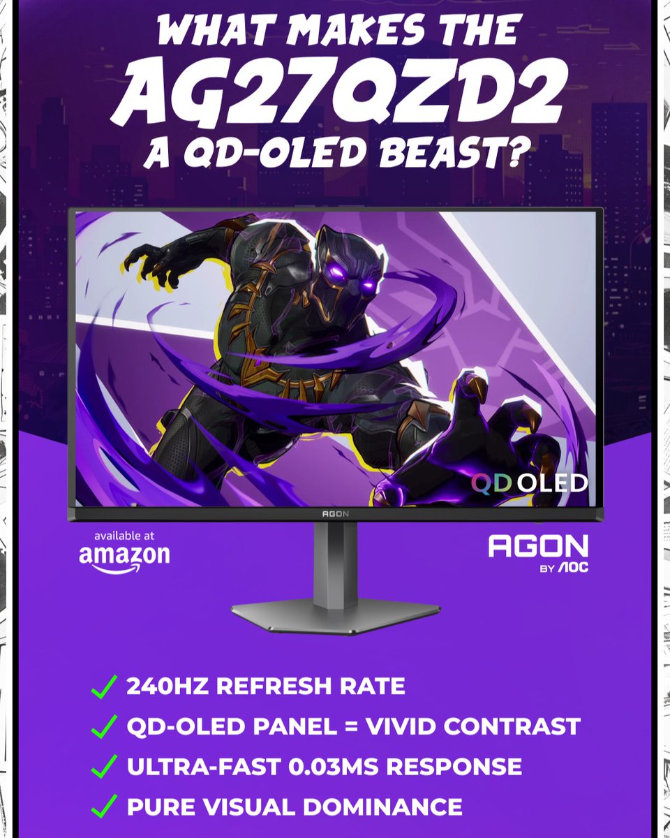 What Makes the AG276QZD2 a QD-OLED Beast?

Let’s break it down:
✔️ 240Hz refresh rate
✔️ QD-OLED panel = vivid contrast
✔️ Ultra-fast 0.03ms response
✔️ Pure visual dominance

Last day #primeday deals Now available on Amazon 👀 Don't miss out!