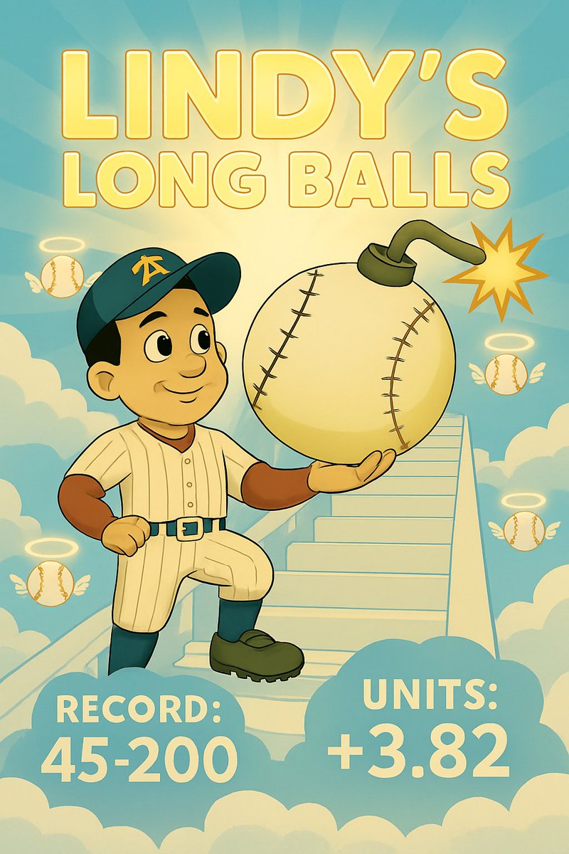 💣💣 LINDY'S LONG BALLS 7/11/25 💣💣

We hit two home runs yesterday! It's a miracle! Hallelujah! 🙌🏻

Can we do it again today? Perhaps a sweep to really go nuclear? 🧹

And if you could, please LIKE + BOOKMARK this tweet to keep the free content coming! 🔖