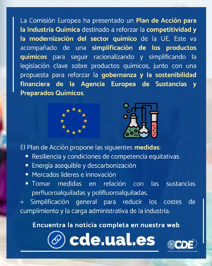 La Comisión ha presentado un Plan de Acción para la Industria Química destinado a reforzar la competitividad y la modernización del sector química de la UE.👨‍🔬🇪🇺

🔗lc.cx/0_vNCA

#Actualidad #Noticias #UniónEuropea #ComisiónEuropea #IndustriaQuímica #Plan #Modernización