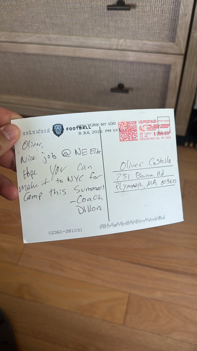 Oliver Costello (@ocostello_56) on Twitter photo Thanks for the mail! <a href="/CULionsFB/">Columbia Football</a> <a href="/coachjd33/">James Dillon</a>
Excited to get down for a game this fall!
<a href="/Coach_Poppe/">Jonathan Poppe</a> <a href="/Coach_Skjold/">Greg Skjold</a>
<a href="/SPSFootballNH/">SPS Football</a> <a href="/CoachVandersea/">Craig Vandersea</a> <a href="/PFC_Football/">Premier Football Consulting</a> <a href="/COACH_PAPAS/">Nico Papas</a> <a href="/MBPIAthletes/">Coach Bruninghaus</a> <a href="/CoachMFoley/">Mike Foley</a> <a href="/JohnsonOLAcad/">Johnson Offensive Line Academy</a> <a href="/CoachChaim_BAT/">Boston Athletic Training (BAT)</a> Thanks for the mail! <a href="/CULionsFB/">Columbia Football</a> <a href="/coachjd33/">James Dillon</a>
Excited to get down for a game this fall!
<a href="/Coach_Poppe/">Jonathan Poppe</a> <a href="/Coach_Skjold/">Greg Skjold</a>
<a href="/SPSFootballNH/">SPS Football</a> <a href="/CoachVandersea/">Craig Vandersea</a> <a href="/PFC_Football/">Premier Football Consulting</a> <a href="/COACH_PAPAS/">Nico Papas</a> <a href="/MBPIAthletes/">Coach Bruninghaus</a> <a href="/CoachMFoley/">Mike Foley</a> <a href="/JohnsonOLAcad/">Johnson Offensive Line Academy</a> <a href="/CoachChaim_BAT/">Boston Athletic Training (BAT)</a>