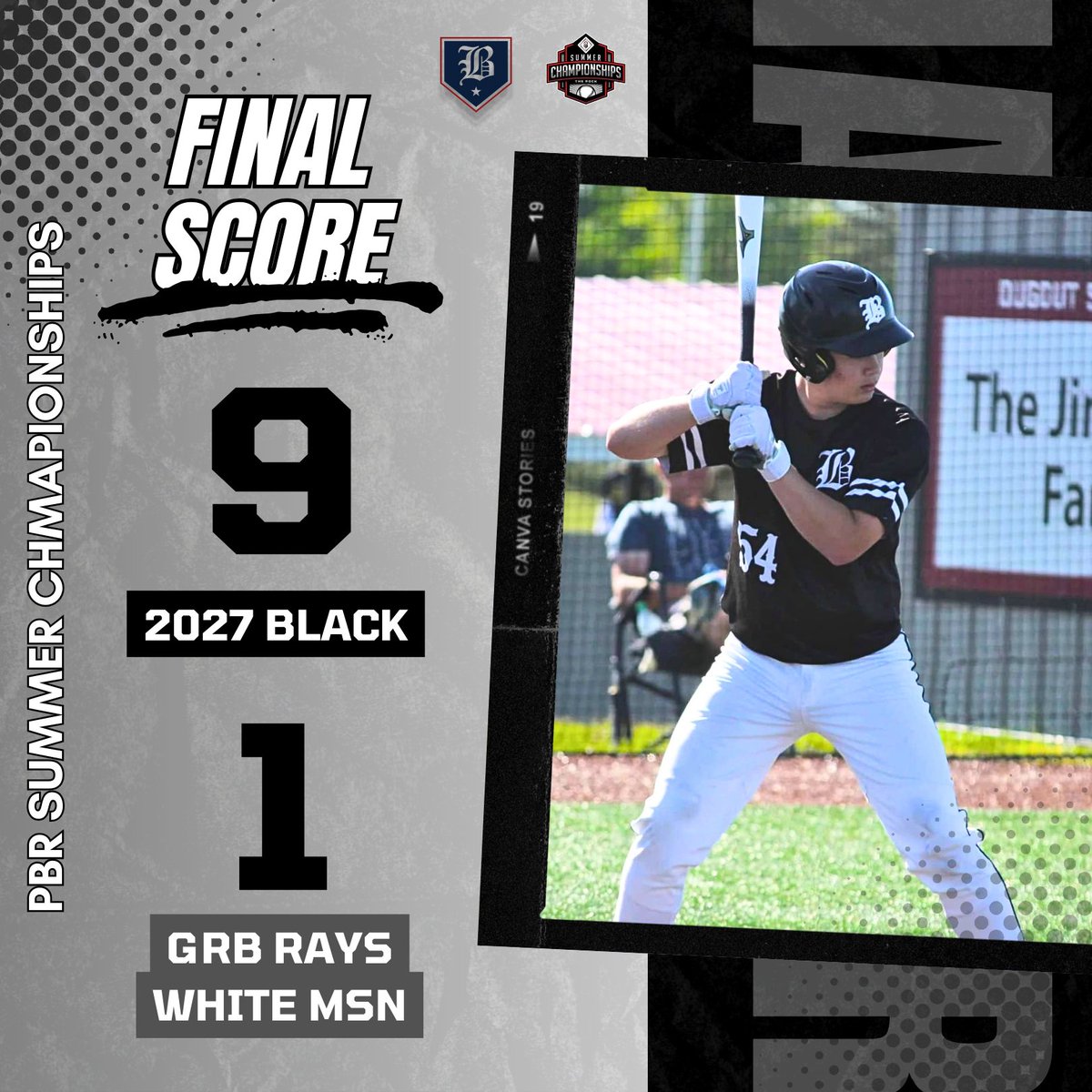 2027 Black are 2-0 to start the weekend after todays win!
Jax Marshall (CG) 5IP, 6H, 1ER, 1BB, 7K
<a href="/EricksenDominic/">Dominic Ericksen</a> 2 for 2 - 2H, 3RBI, R
<a href="/setterjoey/">Joey Setter</a> 1 for 1- H, RBI, 2R, 2BB
<a href="/brody_radtke/">Brody Radtke</a> 1 for 2- H, 2R, BB
<a href="/gavinbackstrom/">Gavin Backstrom</a> 1 for 3 - H, 2R

#BlizzardBaseball #PBRatTheRock