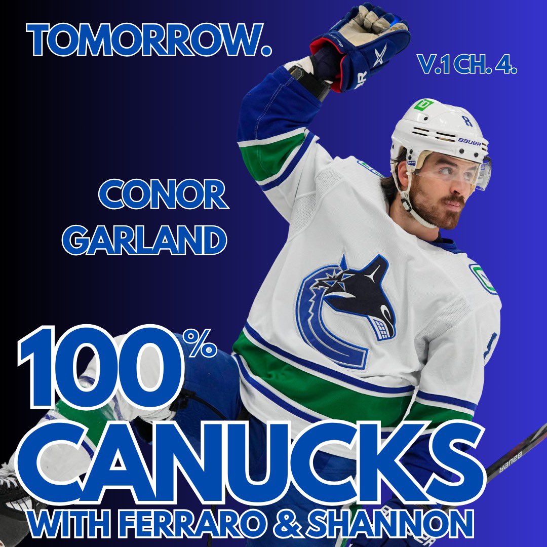 LandonFerraro's tweet image. Next episode of 100% Canucks comes out tomorrow.
Conor Garland is our guest... Really good insight into his mindset as a player and his outlook on the year.