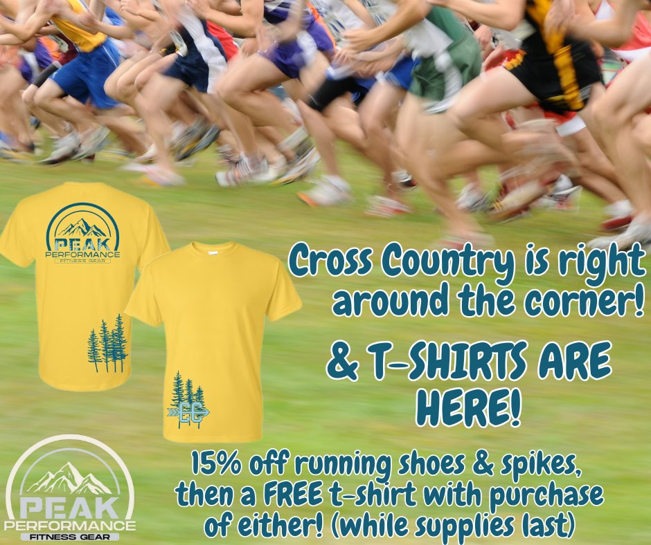 Summer running for cross country is in full swing, and we at Peak Performance Sioux City are here to fuel your journey! Get 15% off on all running shoes and spikes, plus snag a FREE shirt with your purchase (while supplies last)!