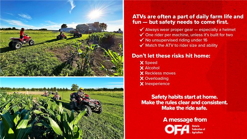 🚨ATVs are a big part of farm life — both for work and recreation, but safety should always be prioritized over fun. This summer and beyond, protect the farm’s most valuable resource by following our safety tips below.