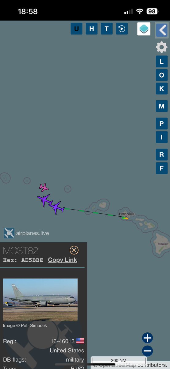 APbyPL's tweet image. Two KC-46 departing #HNL #HICKAM prob for exercise #REFORPAC 2025 outbound to? MCST82. MCST92.