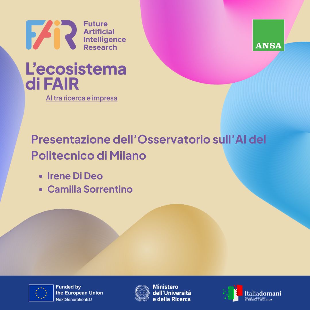 📌 Tra i momenti di rilievo dell'evento “Ecosistema FAIR: AI tra ricerca e impresa”: la presentazione dell’Osservatorio AI del @Polimi con Irene Di Deo e Camilla Sorrentino. Un’analisi su trend, strategie e sfide #AI in Italia.
👉 fondazione-fair.it/news/le-aziend…