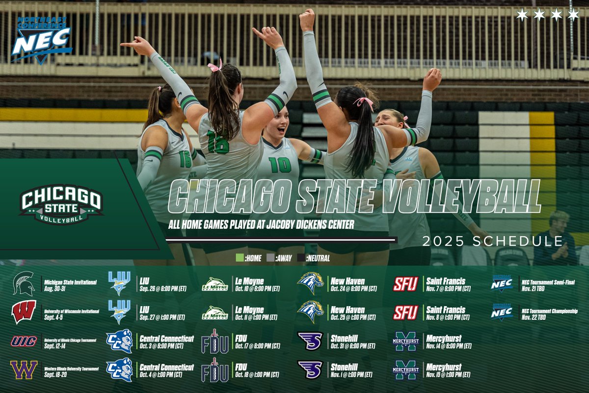 ChiStateCougars's tweet image. Chicago State Athletics Reveals the 2025 Volleyball Schedule.
Schedule Preview: bit.ly/40dobA4