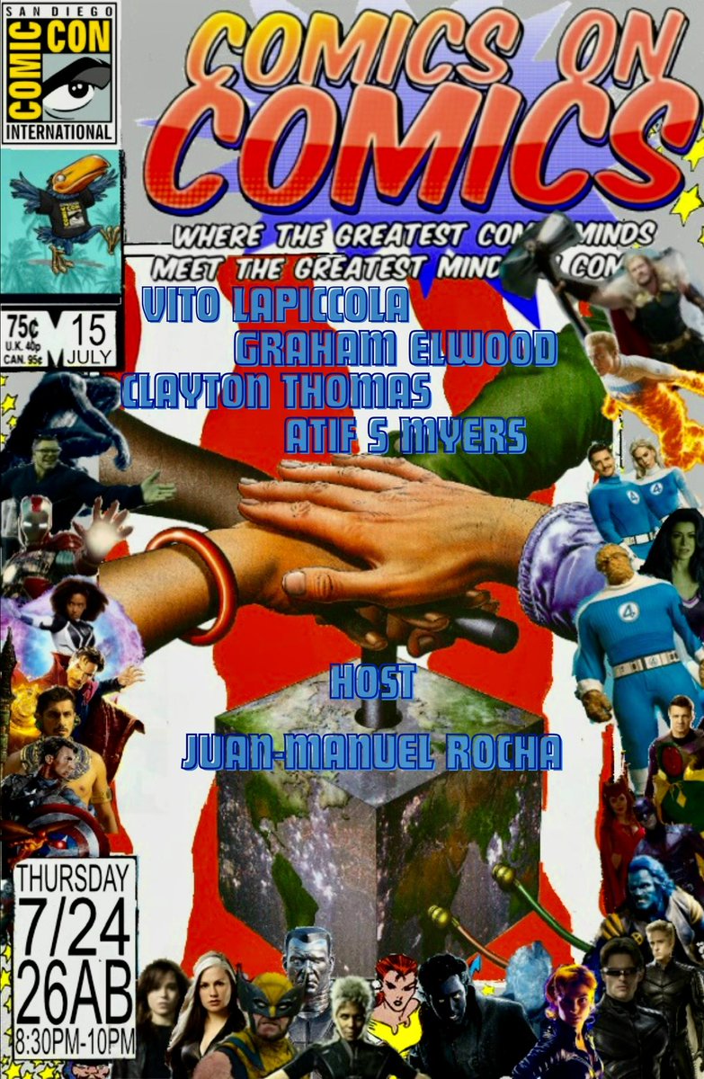 comicsoncomics's tweet photo. @Comic_Con is upon us this will be our 15th year doing shows! 

Join Vito Lapiccola @Grahamelwood @CTisDOPE and Atif S Myers as we talk Comicbook pop culture! 

We will talk about the New DC Movie @Superman, phase Six of the MCU, and So Much More!

Join us, Thursday 8:30 Rm 26AB! https://t.co/ZnrKqMMwc5