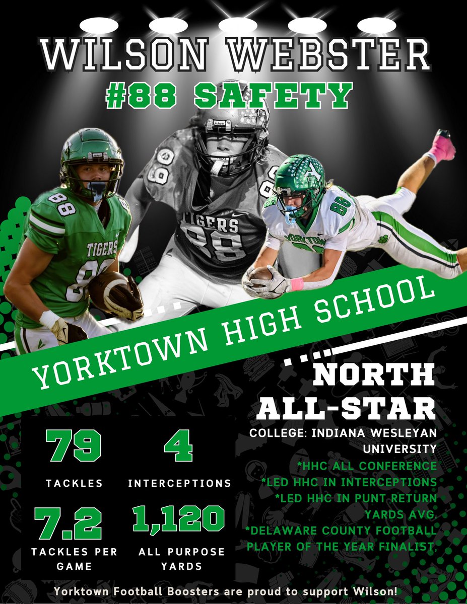 Good luck to Wilson Webster at tonight's North-South All-Star game. Wilson is Yorktown's 18th North All-Star and follows in the foot steps of his father Brett, who played in the 1998 game. Game time 7:00 at Decatur Central High School.