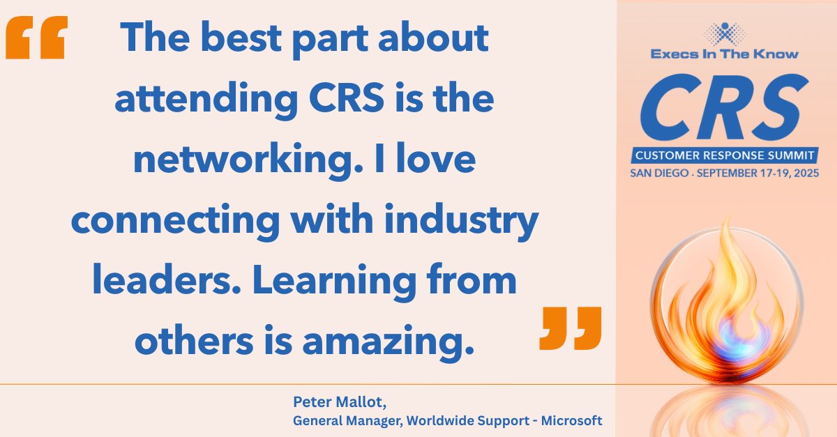 Join us Sept 17–19 for #CRSSanDiego for bold ideas, peer collaboration &amp; next-level networking. Just ask Pete Mallot of <a href="/Microsoft/">Microsoft</a>—his favorite part is connecting with fellow #CX leaders.

Learn more and secure your spot today:
execsintheknow.com/events/custome…