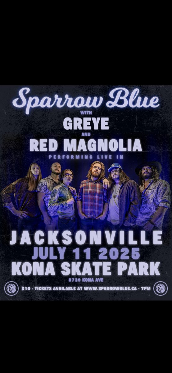 SparrowBlueBand's tweet image. Just pulled into Jacksonville! We are posted up at the beach. See you tonight at the legendary Kona skatepark. We are accompanied by Greye and Red Magnolia