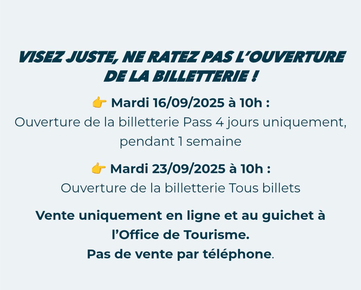 Si vous souhaitez vous rendre à la Coupe du Monde de #biathlon Grand Bornand du 18 au 21 décembre
Pass 4 jours Tribune: 212€
Pass 4 jours Piste: 96€
Jeudi (Sprint F): 43€ /21€
Vendredi (Sprint H): 43€ /21€
Samedi (Poursuites): 70€ /30€
Dimanche (Mass Start): 70€ /30€