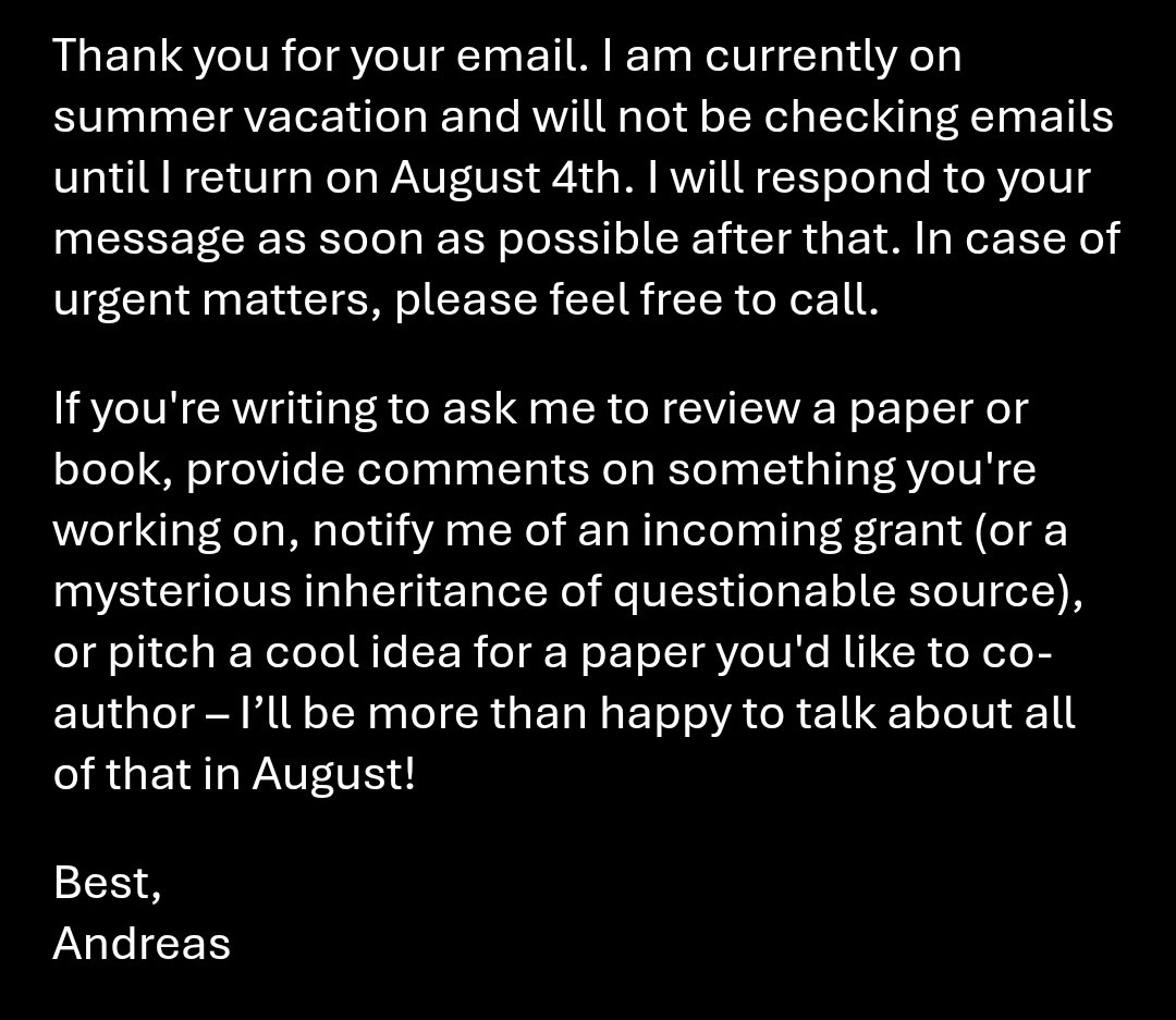 Auto reply ON for the summer holiday 🥳☀️