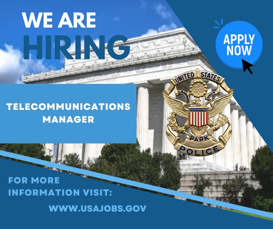 usparkpolicepio's tweet image. The United States Park Police Technical Services Branch is looking to hire a telecommunications manager in Washington, D.C. Visit ow.ly/KPtx50WosPl and apply today.