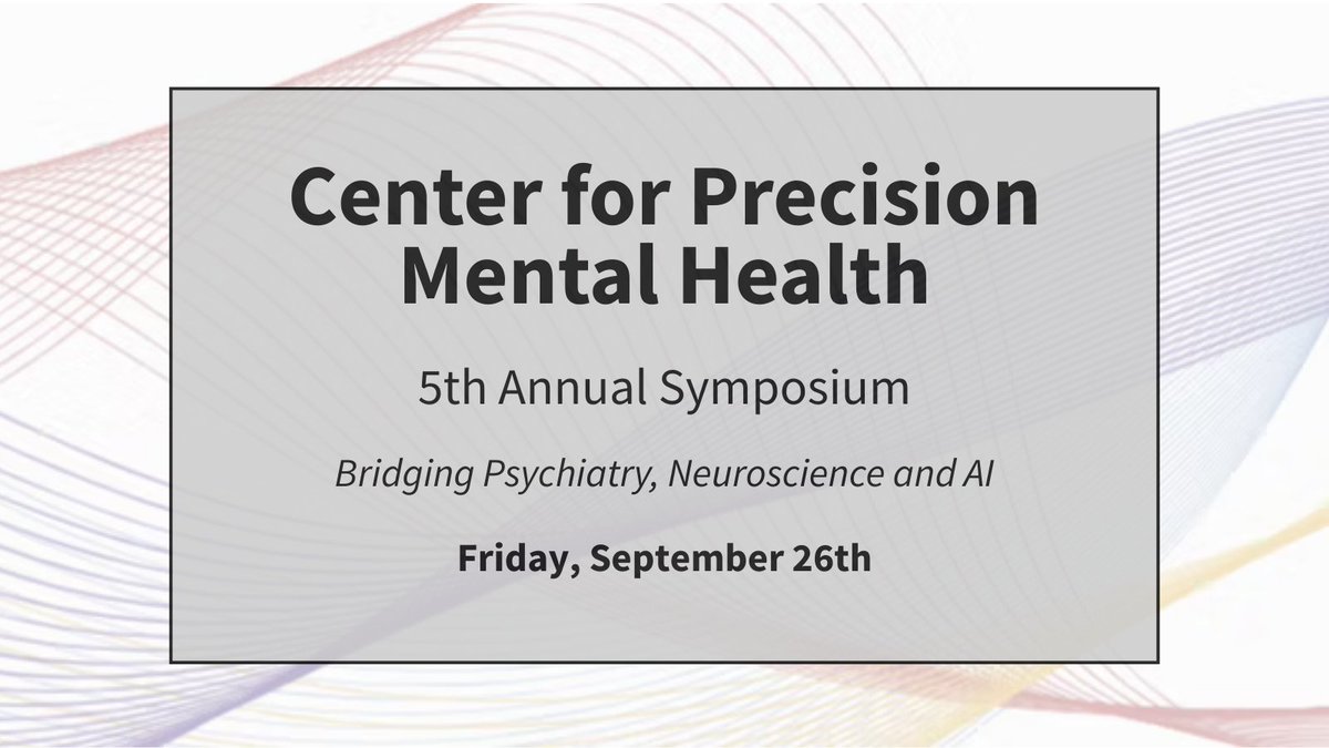 How are AI, neuroscience &amp; psychiatry converging to transform mental health?

Join us at Stanford’s 5th Annual Precision Mental Health Symposium.
🧠 Sept 26, 2025 | 📍 Stanford | 💥 Free to attend

🔗 stanfordpmhw.com/2025-pmhw-symp…

#MentalHealth #AI #Neuroscience #MedEd #Psychiatry