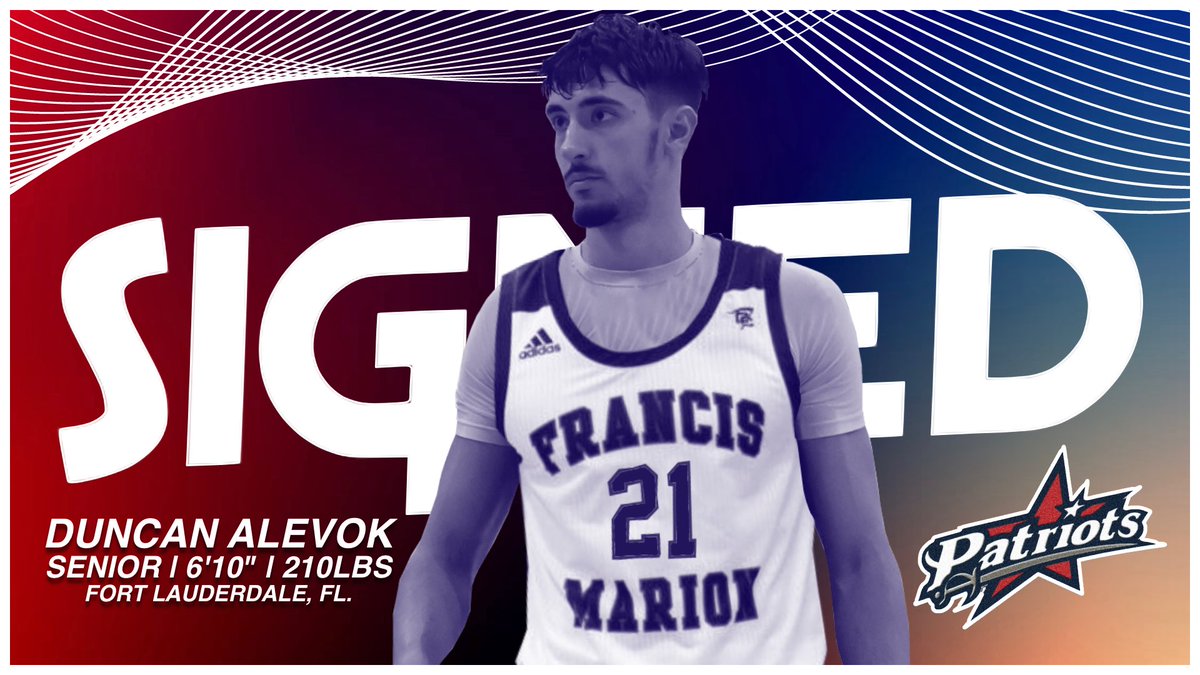 ꜰʀᴀɴᴄɪꜱ ᴍᴀʀɪᴏɴ ʙᴏᴜɴᴅ ✍️✅

We’re thrilled to have Duncan Alevok join the #Patriot family. Welcome to Florence, SC.!

#SwampEm! /// #ThreeStripeLife! | #GoPatsGo! | #TheNextRightThing!