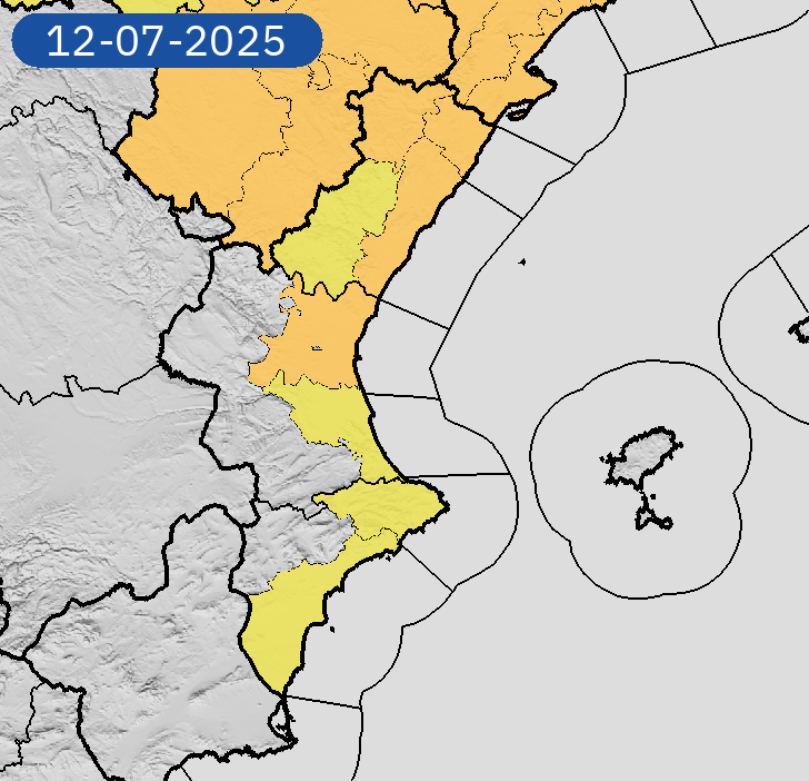 11/07 19:12 Avisos  activos hoy y mañana en Comunitat Valenciana por lluvias, tormentas y temperaturas máximas. Nivel máximo de aviso: naranja.
Actualizaciones en aemet.es/es/eltiempo/pr…