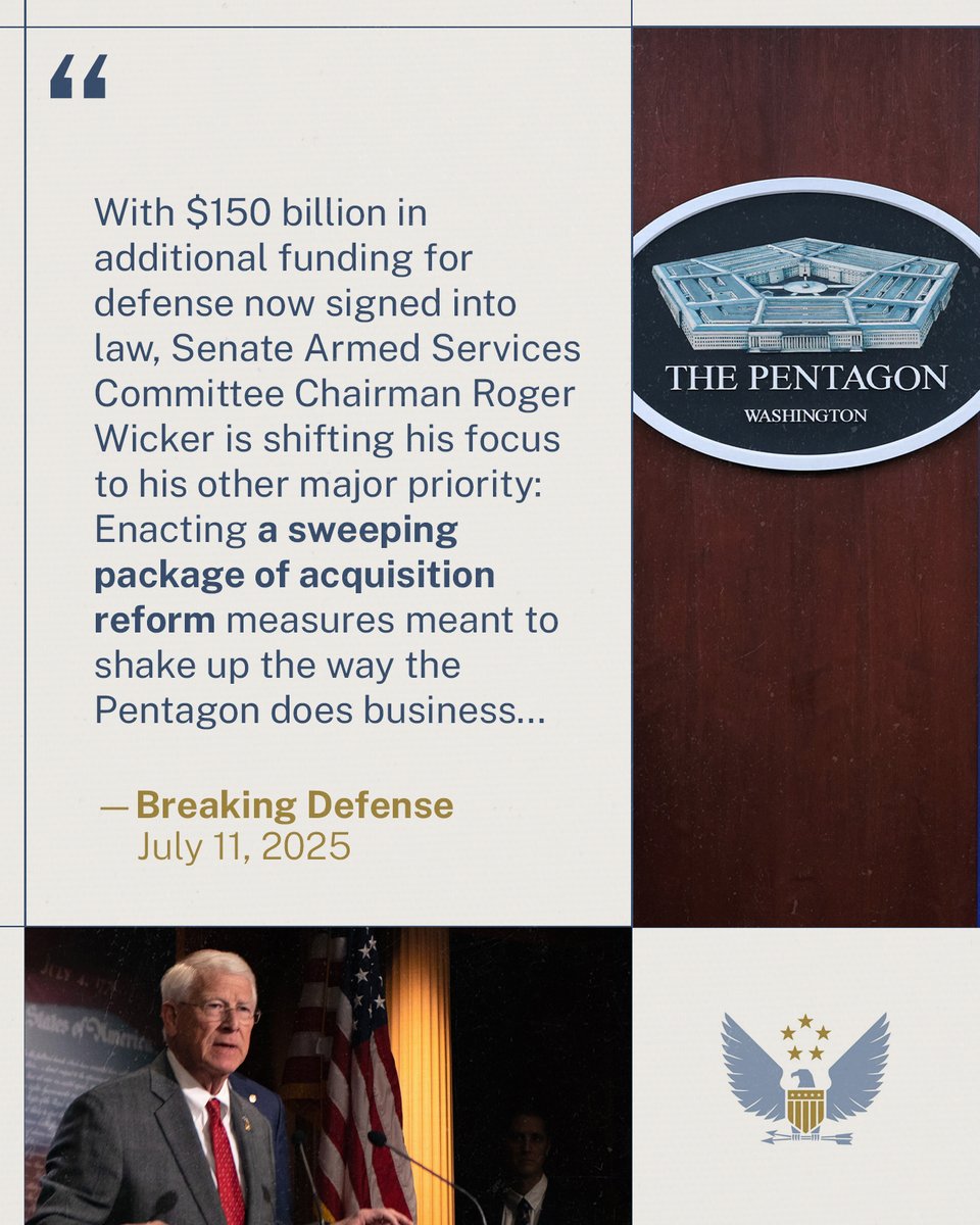 SASC GOP (@sascgop) on Twitter photo The Department of Defense has been doing business the same way for too long.
Chairman <a href="/SenatorWicker/">Senator Roger Wicker</a> is leading the charge on Pentagon Reform. The Department of Defense has been doing business the same way for too long.
Chairman <a href="/SenatorWicker/">Senator Roger Wicker</a> is leading the charge on Pentagon Reform.