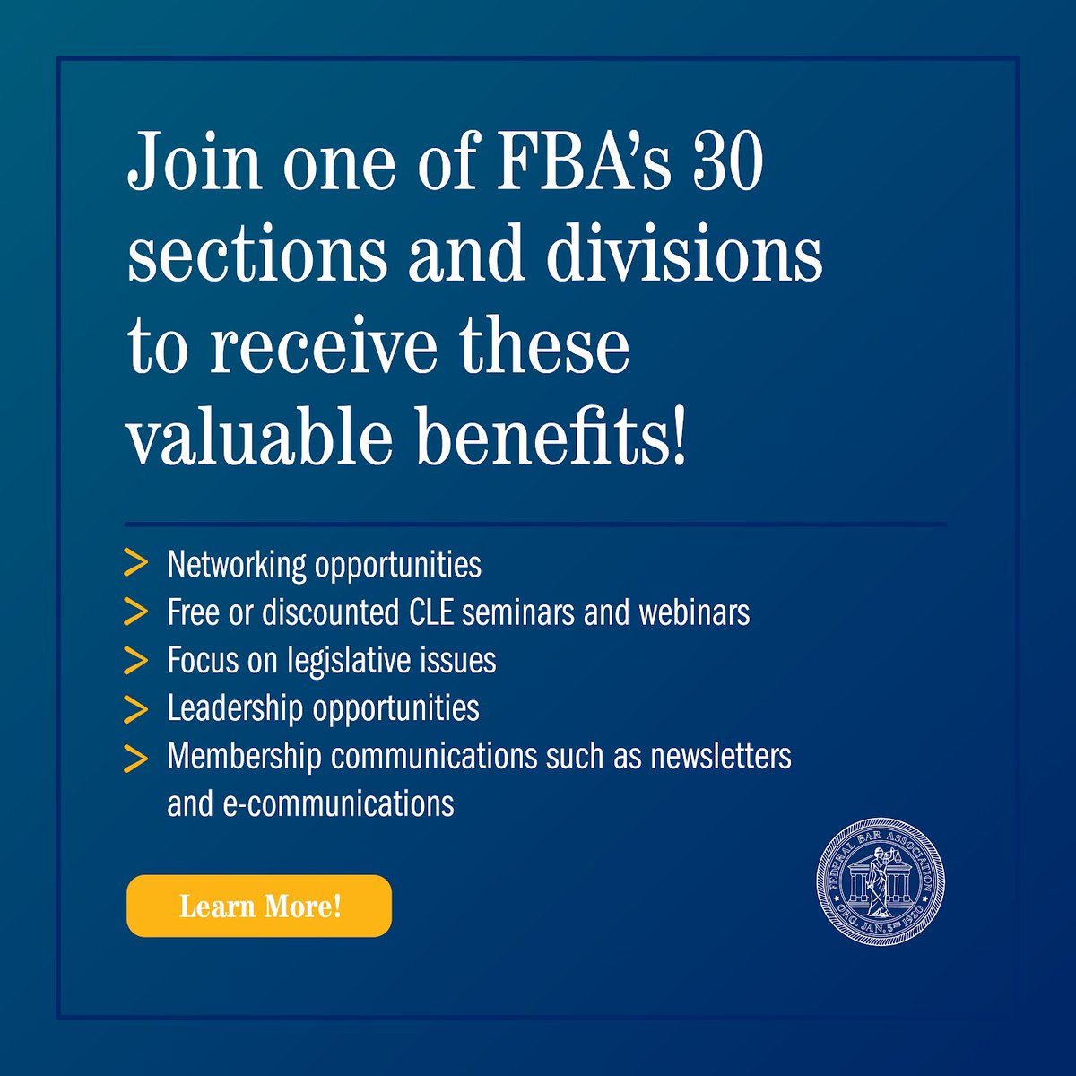 Are you a member of any FBA sections or divisions?

Take full advantage of your membership and stay up to date in your fields of interest. Join a section or division today!

Follow the link below. to learn more:
ow.ly/IXxS50VcNaZ