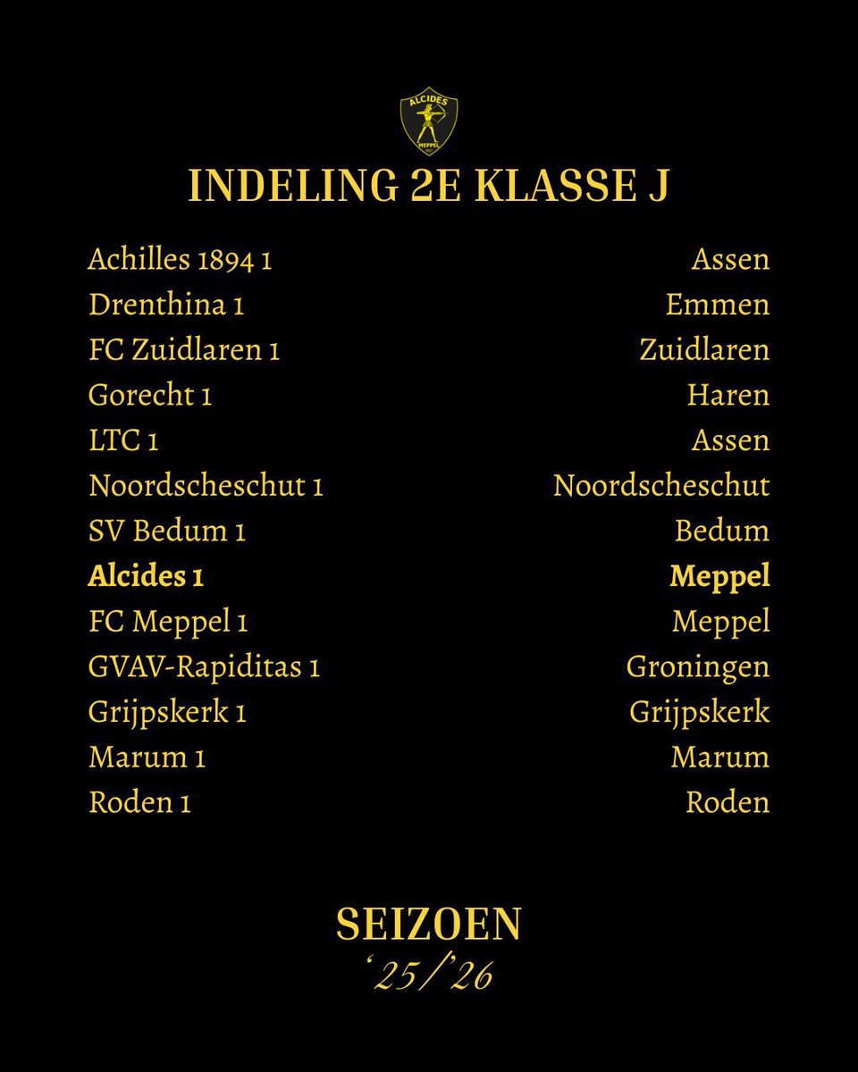 Alcides♔ (@alcides1907) on Twitter photo Competitie indeling seizoen '25/'26 🔋💛🖤 Competitie indeling seizoen '25/'26 🔋💛🖤