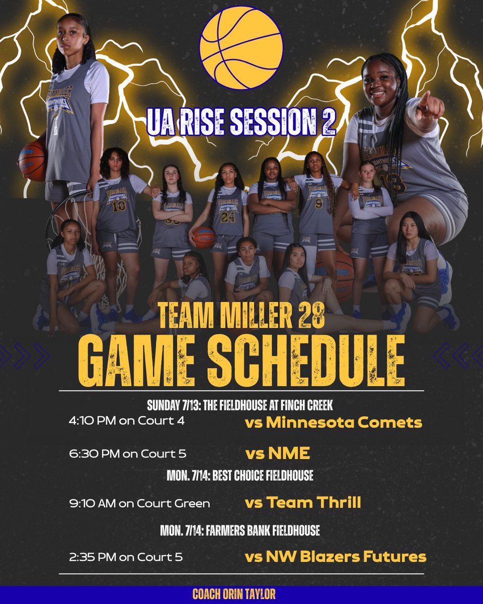 TeamMiller2028 (@teammiller2028) on Twitter photo Our 2028's are hitting the road for <a href="/UARiseGirls/">UA Rise Girls I Basketball</a> Session 2! Here's our schedule! <a href="/AiyannaCoffey/">Aiyanna Coffey</a> <a href="/PeytanPugh/">Peytan Pugh</a> <a href="/SafaaFakhry10/">Safaa Fakhry</a> <a href="/Kmaynard1415/">Kendall Maynard</a> <a href="/Siennag2028/">Sienna</a> <a href="/JiselleLennon/">Jiselle Lennon</a> <a href="/nolabright14/">Nola Bright</a> <a href="/carmelaarana11/">Carmela Arana</a> <a href="/ohfoshow/">Coach Oh!</a> <a href="/EliteTeamMiller/">Lance Miller</a> Our 2028's are hitting the road for <a href="/UARiseGirls/">UA Rise Girls I Basketball</a> Session 2! Here's our schedule! <a href="/AiyannaCoffey/">Aiyanna Coffey</a> <a href="/PeytanPugh/">Peytan Pugh</a> <a href="/SafaaFakhry10/">Safaa Fakhry</a> <a href="/Kmaynard1415/">Kendall Maynard</a> <a href="/Siennag2028/">Sienna</a> <a href="/JiselleLennon/">Jiselle Lennon</a> <a href="/nolabright14/">Nola Bright</a> <a href="/carmelaarana11/">Carmela Arana</a> <a href="/ohfoshow/">Coach Oh!</a> <a href="/EliteTeamMiller/">Lance Miller</a>