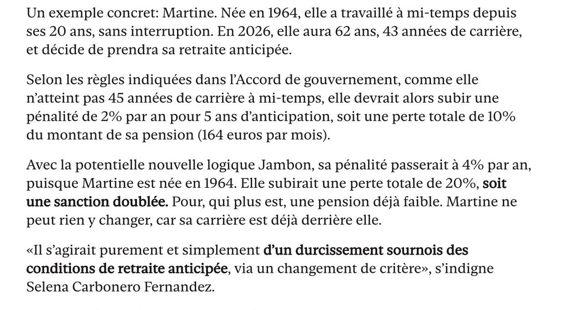 La nouvelle bombe #pensions de Jan Jambon / Le ministre N-VA des #Pensions, <a href="/JanJambon/">Jan Jambon</a>, entend s’écarter de l’accord gouvernemental #Arizona et durcir encore les pénalités pour les #pensions #anticipées, révèle <a href="/NoSpies/">Noé Spies</a> pour <a href="/LeVif/">Le Vif</a>. Le Ministre N-VA veut un autre modèle de