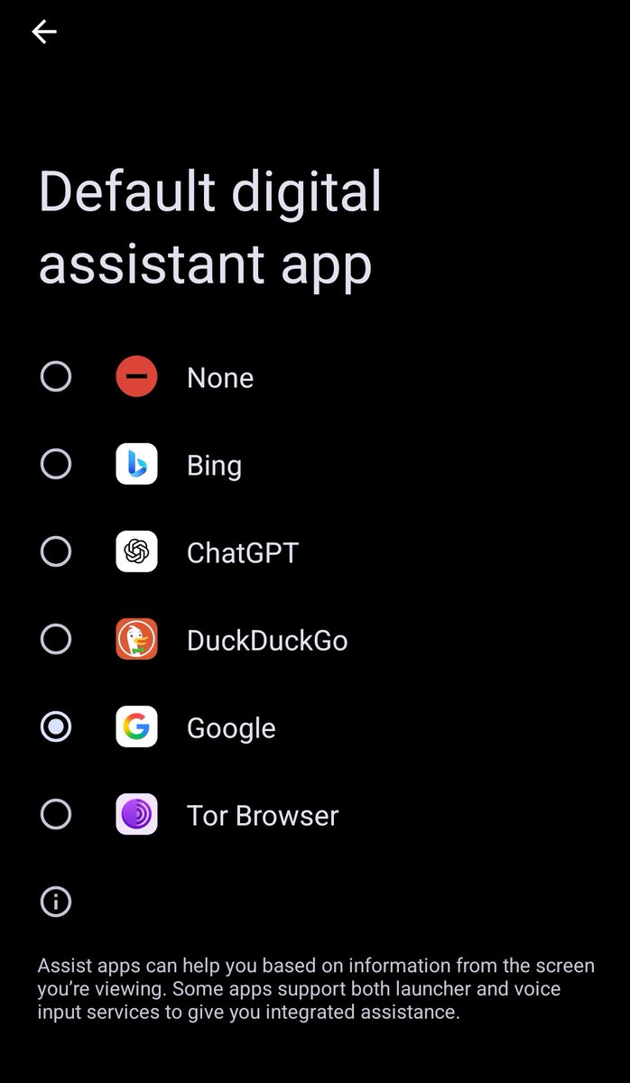 Add <a href="/grok/">Grok</a> here for market saturation <a href="/elonmusk/">Elon Musk</a> <a href="/xai/">xAI</a> It should be the default assistant app!