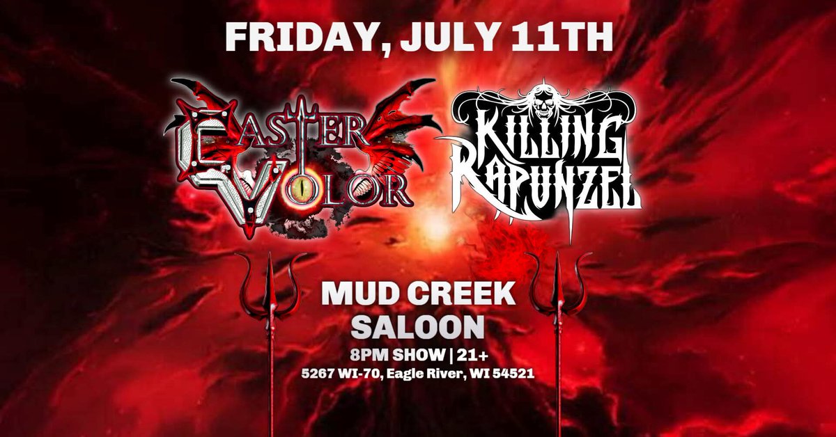 KillingRapunzel's tweet photo. Get out to Eagle River, WI TONIGHT at Mud Creek Saloon 🤘 https://t.co/BzrOPqNdbI