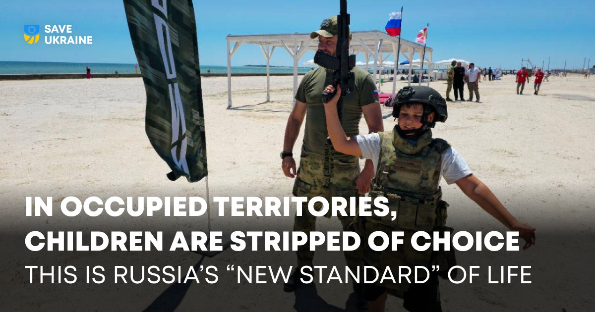 MykolaKuleba's tweet image. Ukrainian children in occupation have almost no choice. They’re offered only one future — to become soldiers.
⠀
Russian occupiers openly tell children: “You don’t need an education — you need to know how to plant mines, set traps, and shoot.”
This is the “new normal” of life…