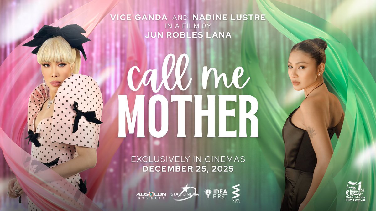 MEME-rry ang Christmas ngayong taon! 😁🎄

Pasok sa 51st Metro Manila Film Festival ang ‘Call Me Mother’ starring Vice Ganda and Nadine Lustre, directed by Jun Robles Lana. 🩷💚

Mark your calendars at yayain na ang pamilyang manood ng #CallMeMother this December 25! #MMFF51