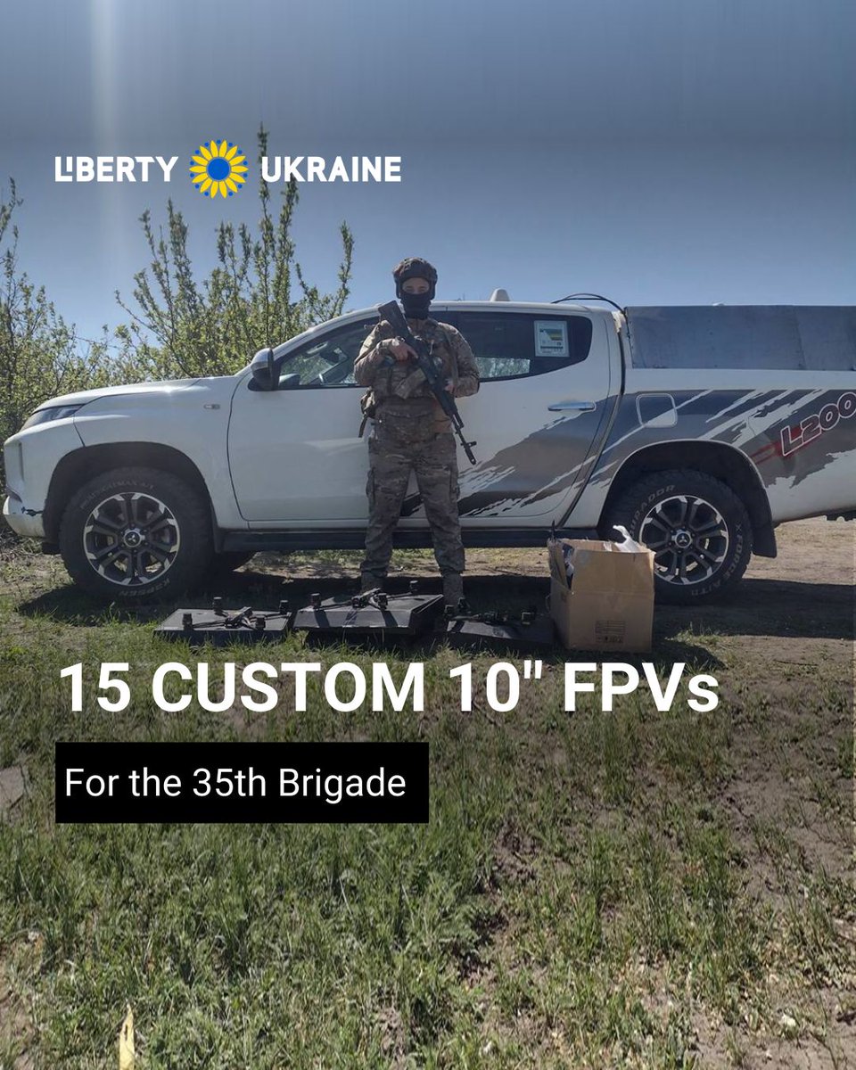 LibertyUkraineF's tweet image. 🚁 15 custom 10” FPV quadcopters delivered to the 35th Brigade.
They’re precision tools for frontline brigades like the 35th. Fast, agile, and built to disrupt the enemy where it hurts. Thanks to your support, we equip Ukraine’s defenders with exactly what they need.
Support…