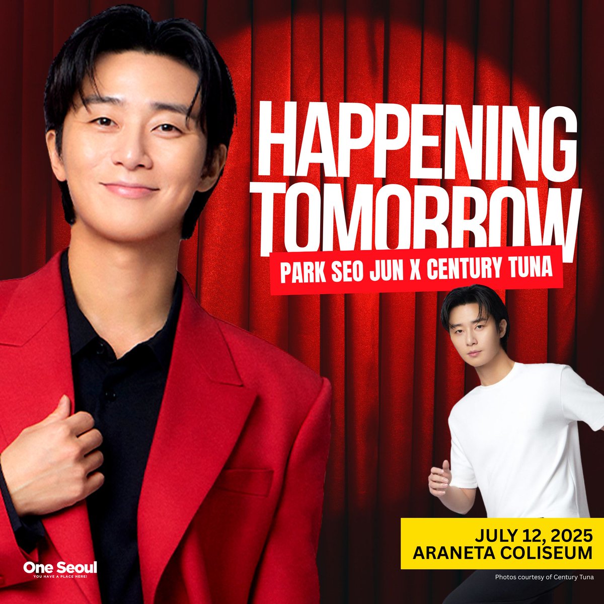 OneSeoulPH's tweet image. Century Tuna x Park Seo Jun Ultimate Fan Fest is happening TOMORROW!
Presented by @WilbrosLive @Century_Tuna
#ParkSeoJunCenturyTunaPh